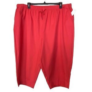CORAL BAY Women’s 3X Pull On Drawstring Capri Pants - Dark Coral Color